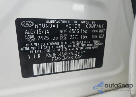 2015 Hyundai Sonata Hybrid from USA, damaged, VIN KMHEC4A45FA127024